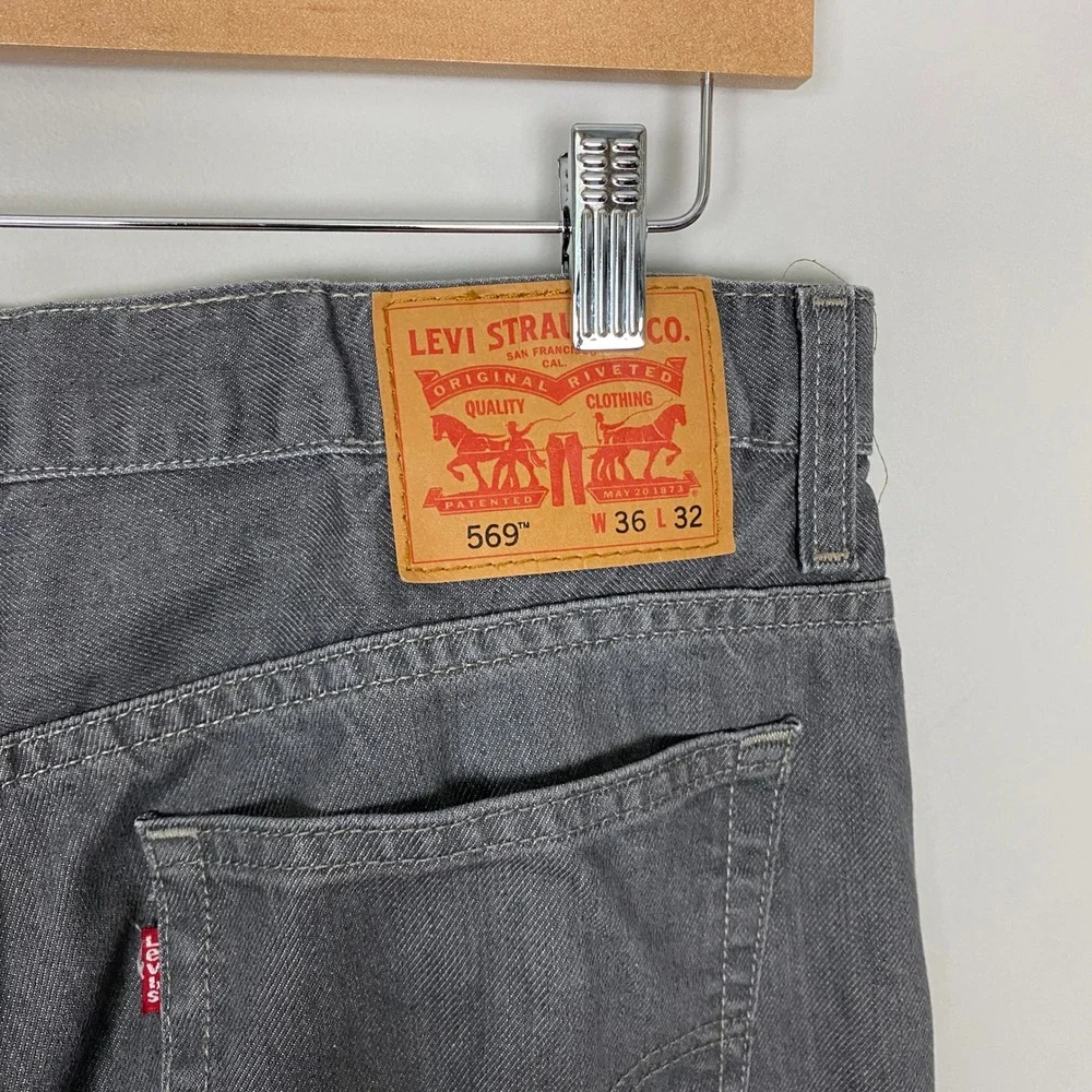 Levi's 569 Loose Straight Jeans Mens 36x32 (fits 36x30) Grey Baggy Relaxed Denim
